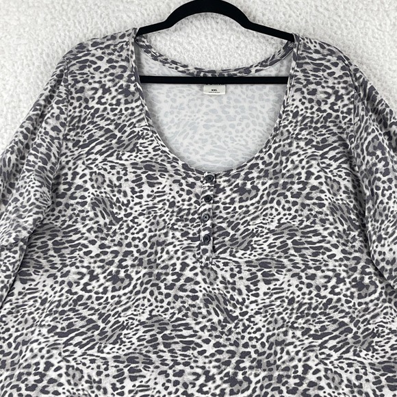 Soma Gray Animal Print Pullover Pajama Dress Womens Scoop Neck Stretch Size XXL - Picture 2 of 10